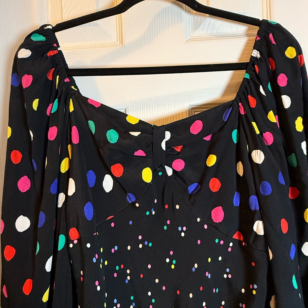 Carnival Party RIXO Puff sleeve polkadot empire waist dress whimsical coquette - Picture 7 of 8